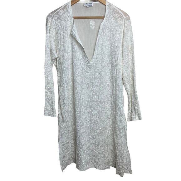 Juliet Dunn London White Embroidered Sequin Tunic Cover Up Sz. 3 (US 8-10) - Picture 1 of 5